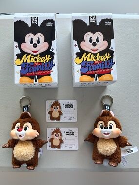 POP MART x Mickey Family Cute Together Keychain Series Chip And Dale Set